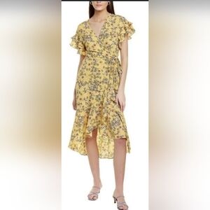 Max Studio Yellow Floral High Low Dress